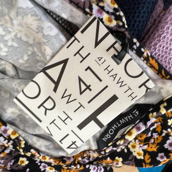 41 Hawthorn Floral Print Short Sleeve Dress Black Multicolor Size Large NWT - Picture 7 of 9